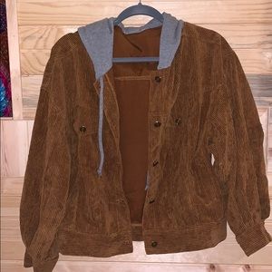 corduroy jacket with sweatshirt hood. brand new